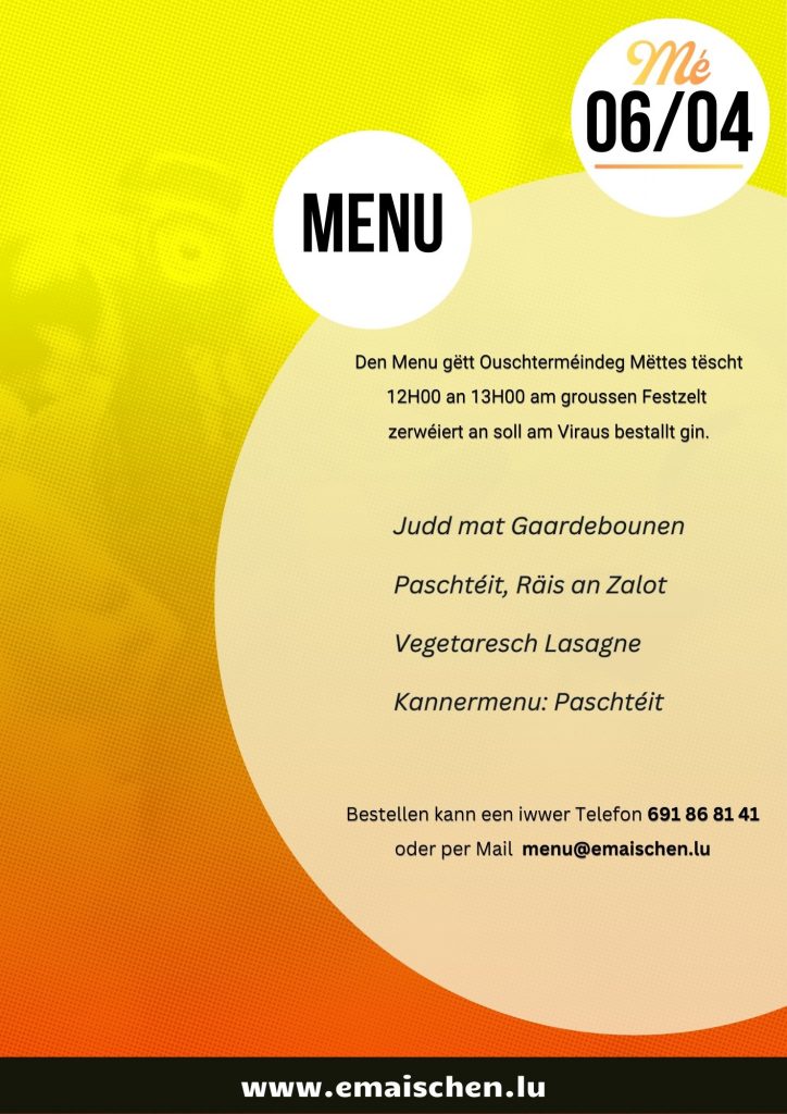 Flyer Menu ouni Präisser 2026